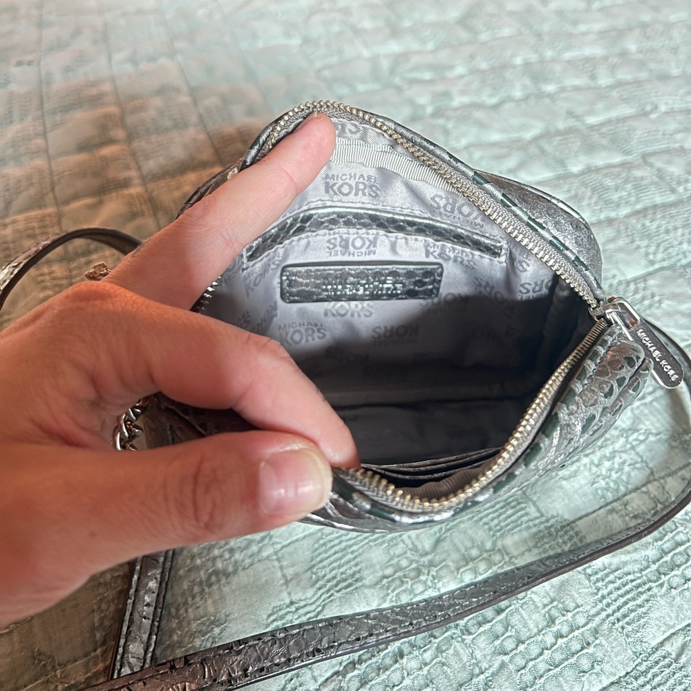 Michael Kors Metallic Silver Crossbody Bag - Picture 3 of 4